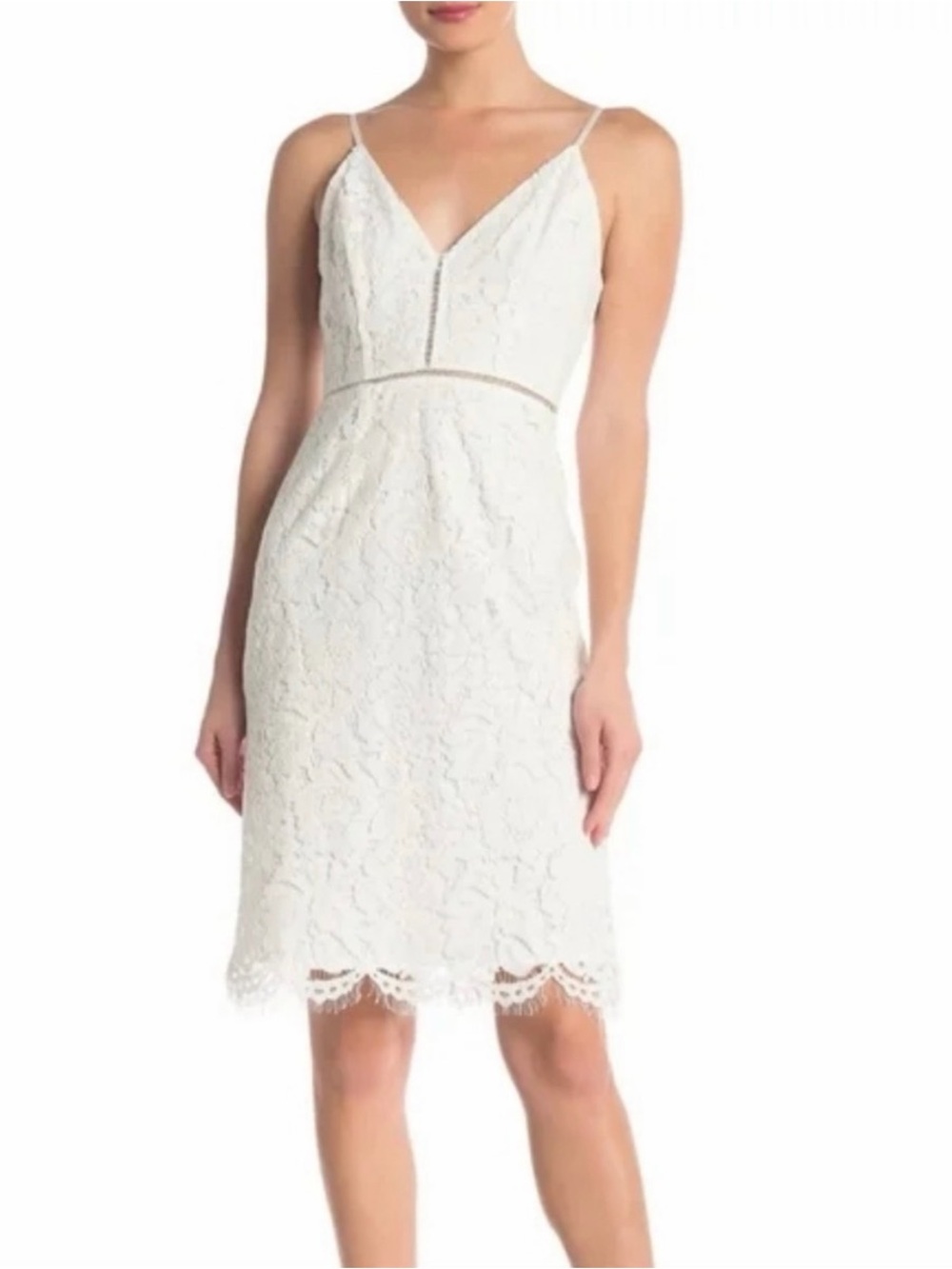 ASTR the Label White Spaghetti Strap Lace Midi Dress -  Small